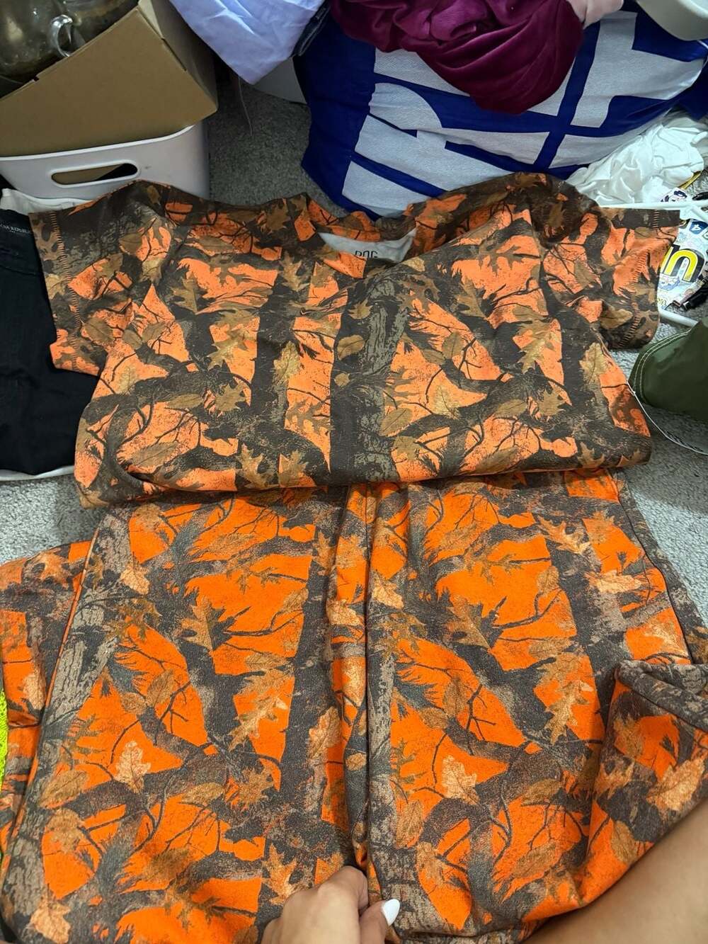 BDG Urban Outfitters Orange Camo Graphic T-Shirt and Jogger Set